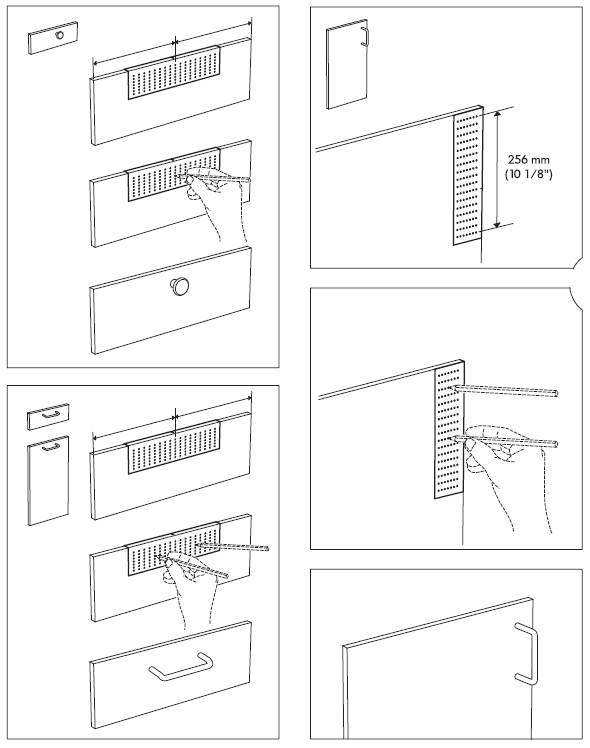 Using an IKEA FIXA drill template to install handles