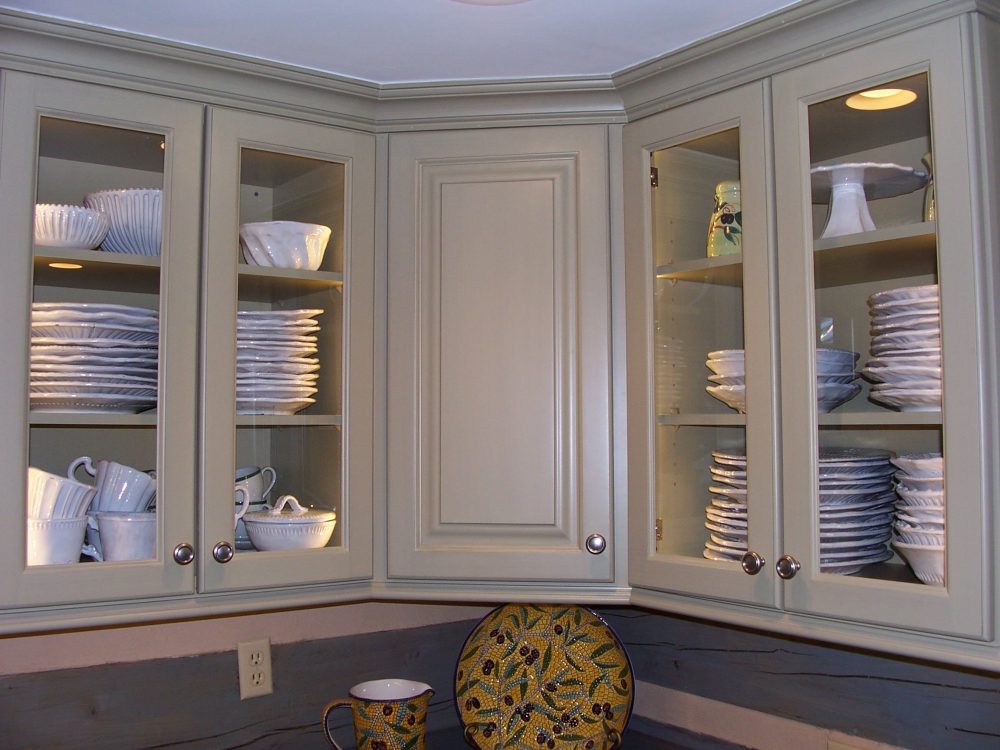 Gray cabinets open shelving cabinetry decorating interiordesignideas