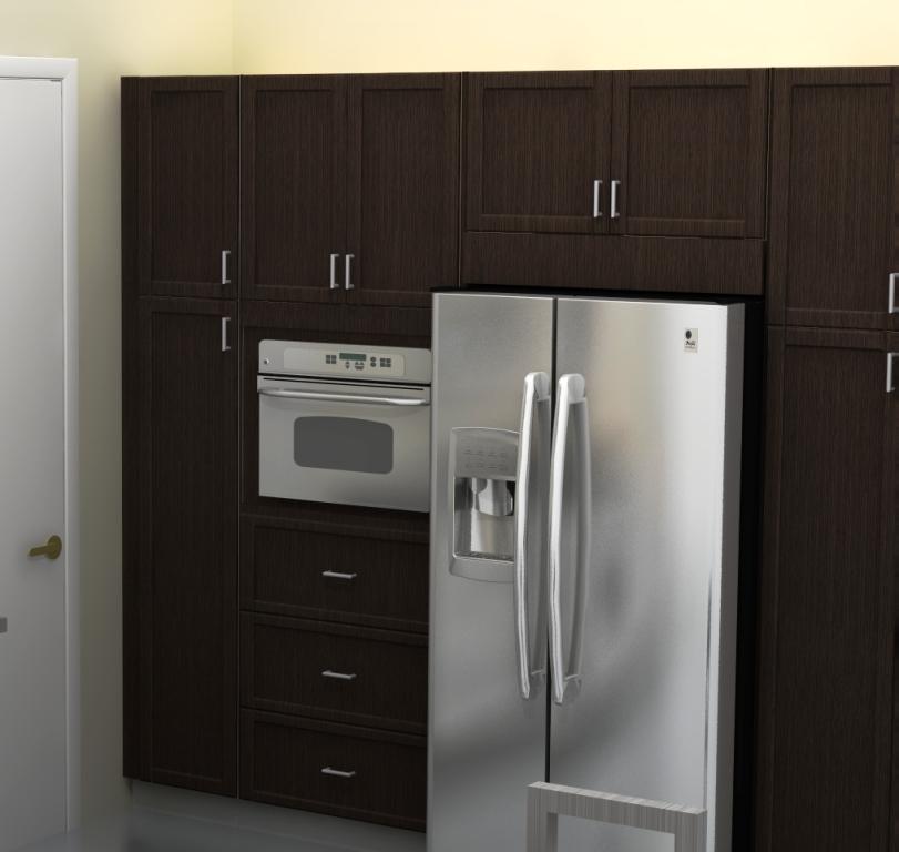 IKEA Kitchen Hack: Put the Space Above the Refrigerator to Work - The gap between the refrigerator and the cabinets is filled with a filler  panel.