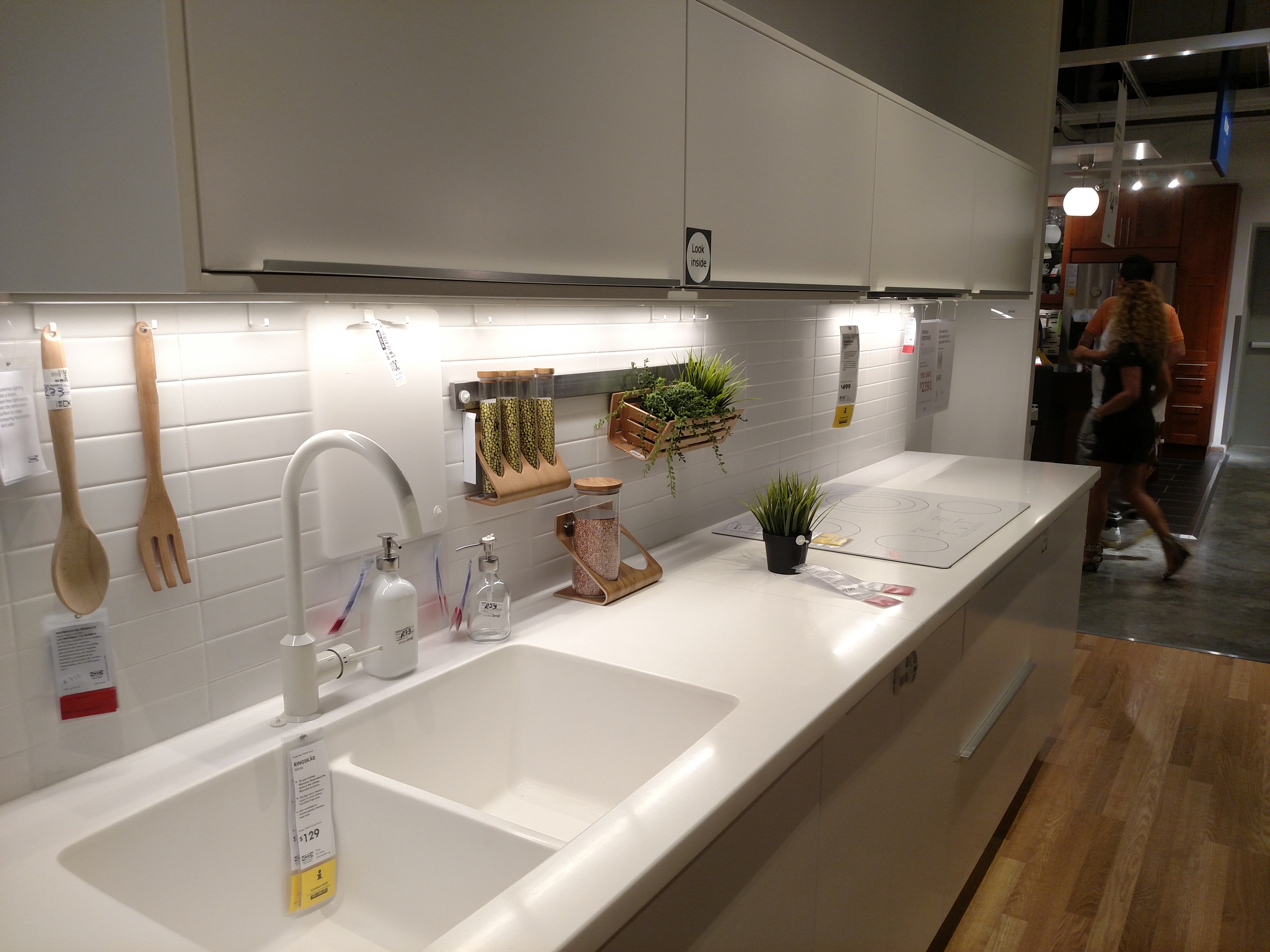 ikea sink kitchen integrated acrylic countertop personlig faucet countertops sinks backsplash invisible against showroom base lines board kitchens disappear almost
