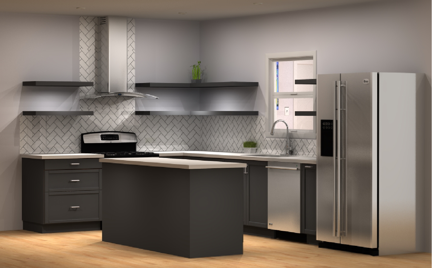 Revamp Your Kitchen with the Stylish Grey High Gloss L-Shape