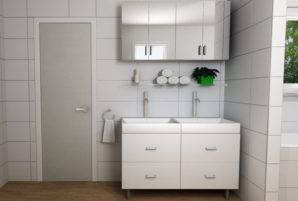 Bathroom with IKEA cabinets - GODMORGON with ODENSVIK