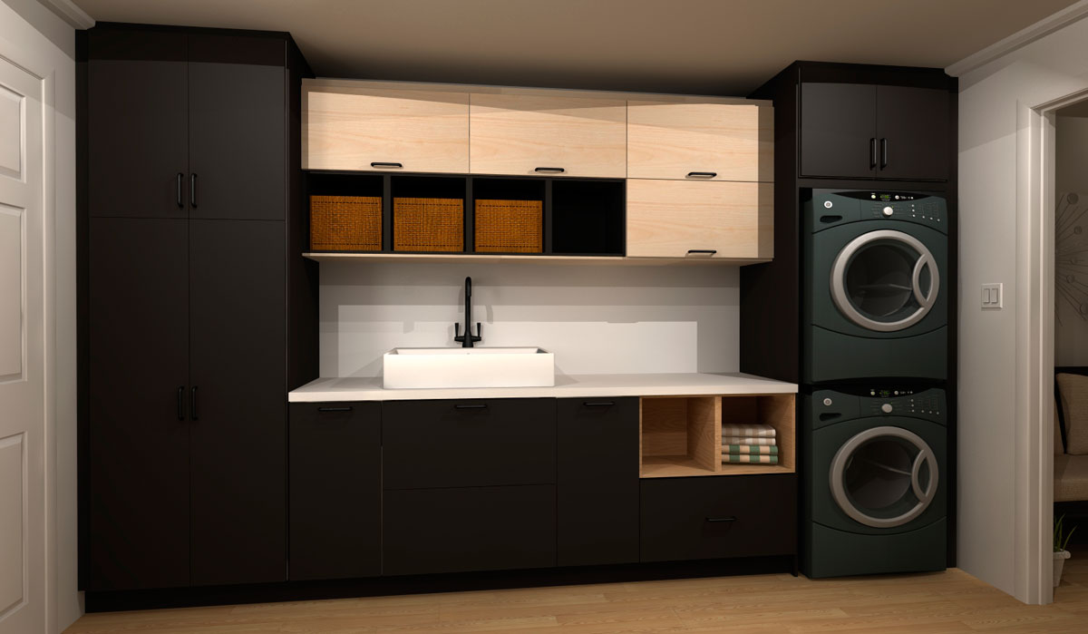 Modern Black laundry room design