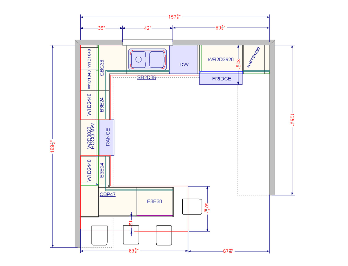 converting an architect's kitchen plan into an ikea design + price