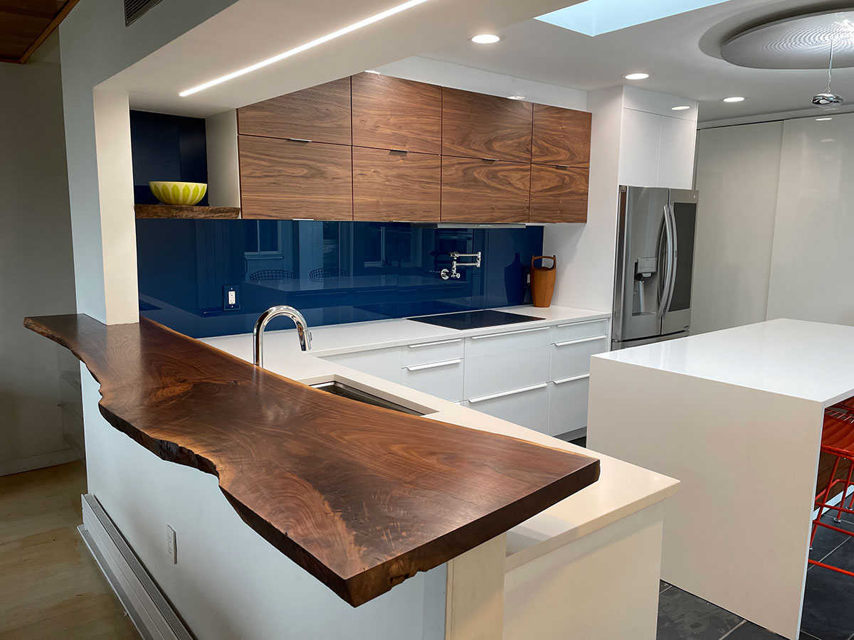 White and Wood Countertops Kitchen