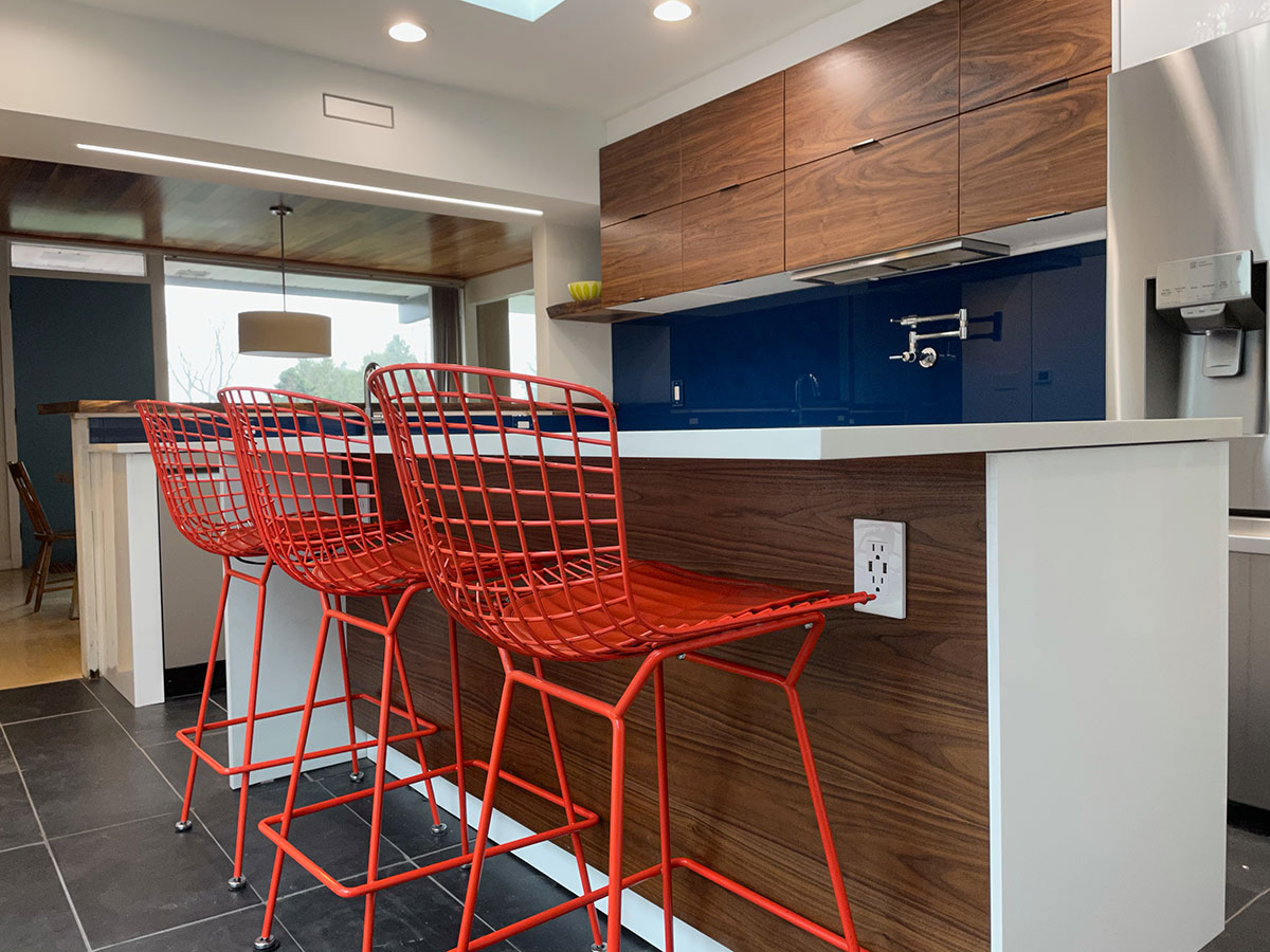 Red bar stools kitchen