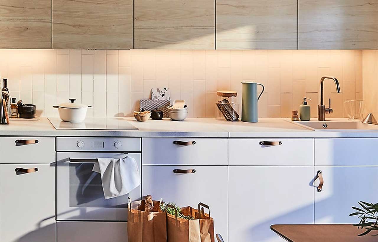 Kitchen with upper and lower IKEA cabinets