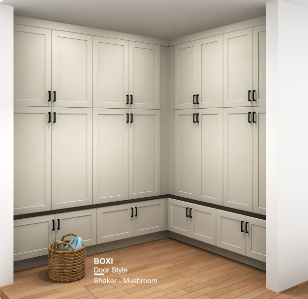 BOXI Mudroom Mushroom Shaker Door Style