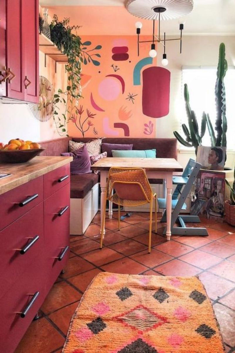 Bright colour kitchen