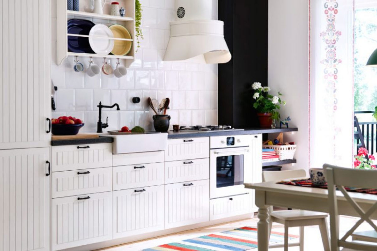 Sleek and minimalist IKEA kitchen interior highlighting modern design cues with clean lines and monochromatic tones