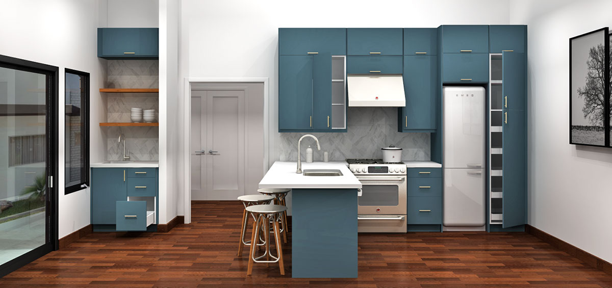 full render turquoise kitchen ikea