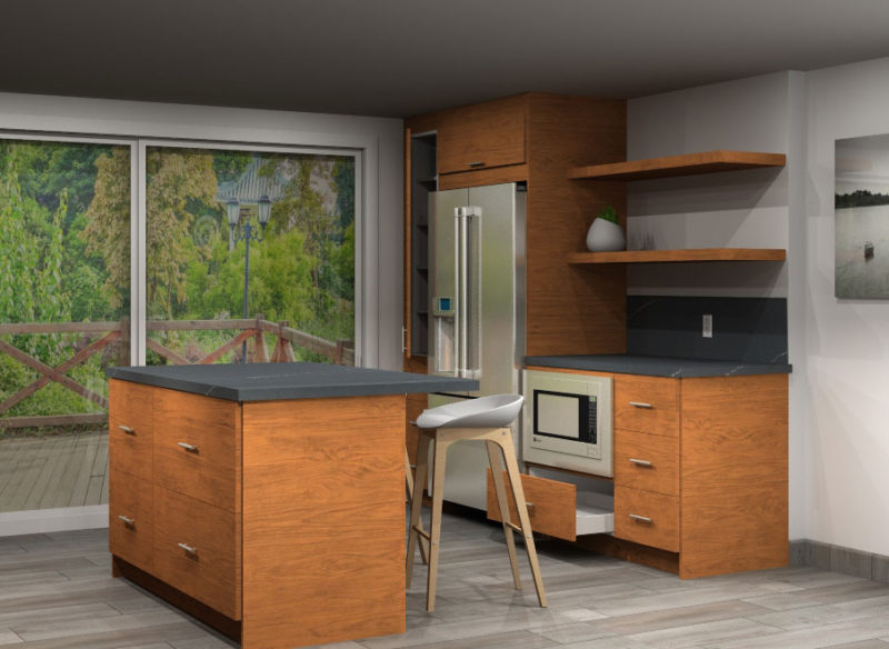 IKEA Kitchen Designed with Floating Shelves Instead of Wall Cabinet