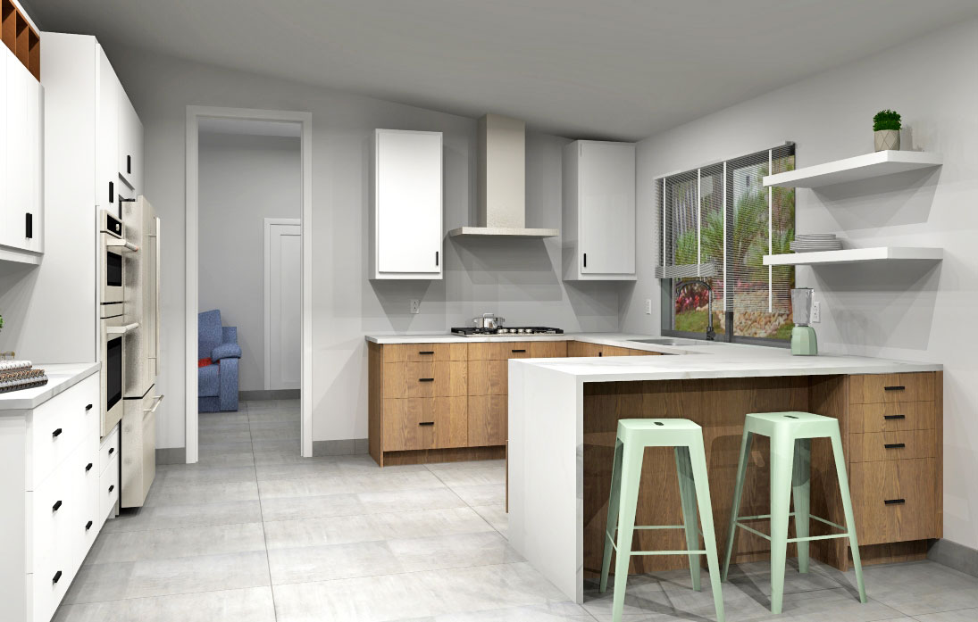 semihandmade walnut doors in kitchen