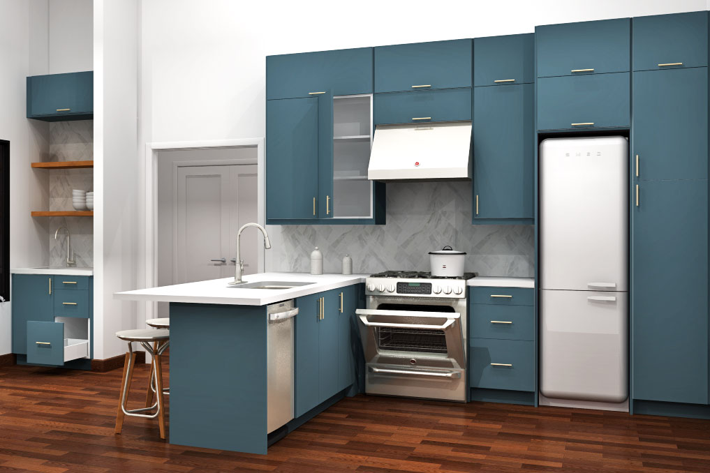 turquoise blue ikea kitchen