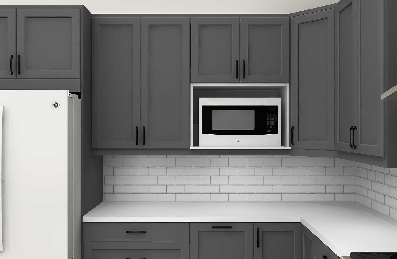 upper kitchen wall cabinet with microwave shelf