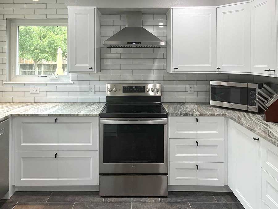 stainless steel kitchen appliances and hood range