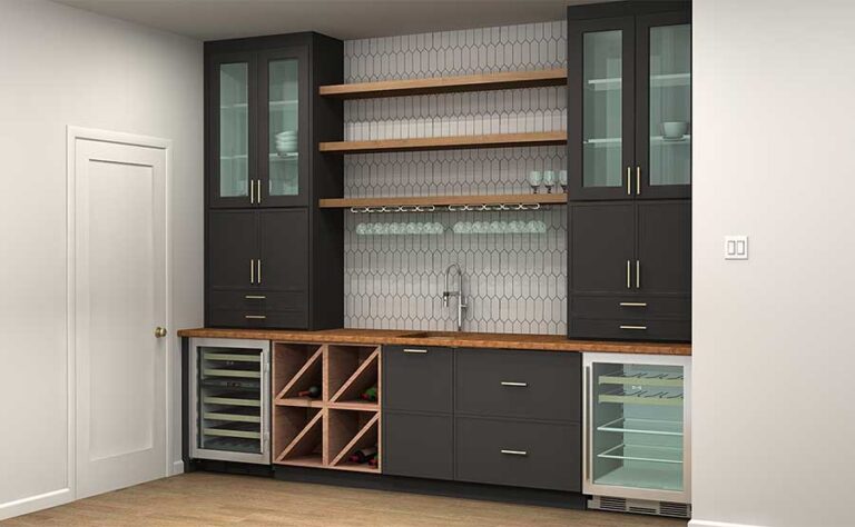 Two Bar Areas, Two Different Designs with IKEA Cabinets