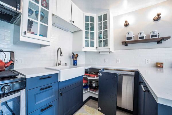 A Tidy Blue and White IKEA Kitchen Design