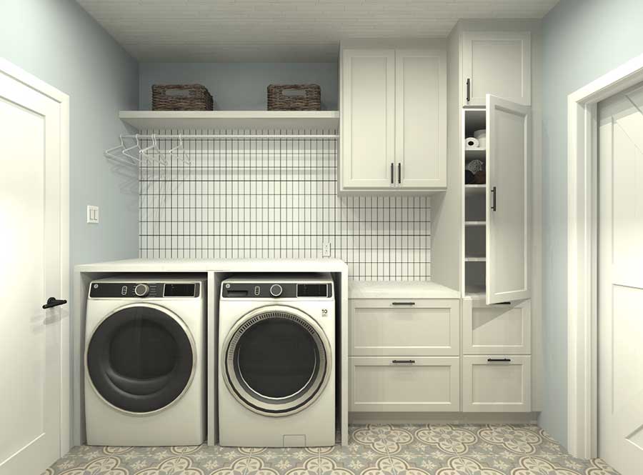 white appliances in laundry room
