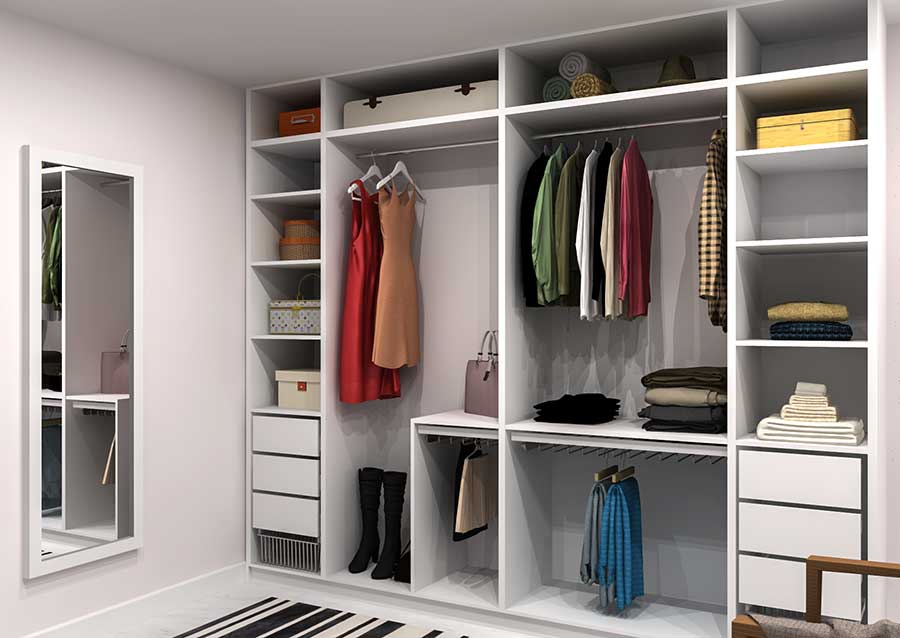 Closet rendering with IKEA cabinets and products