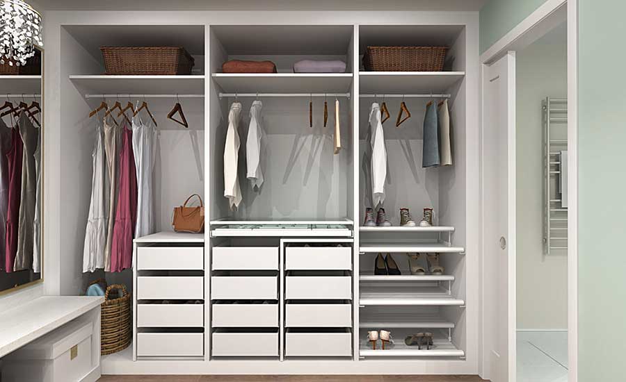 Rendering of closet with IKEA cabinets