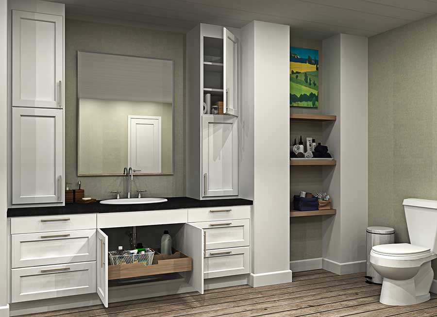 rendering of IKEA cabinets in bathroom