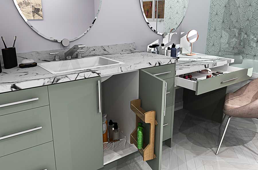 create extra bathroom storage with IKEA SEKTION cabinets