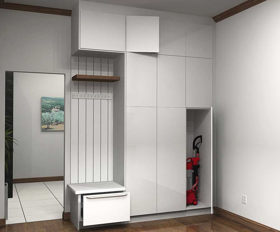 Rendering of IKEA closet with vacuum storage