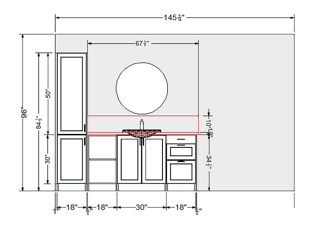rendering of bathroom using ikea cabinets