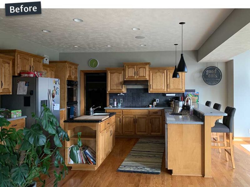 Custom IKEA Cabinets in Wood-Toned Modern Kitchen Design