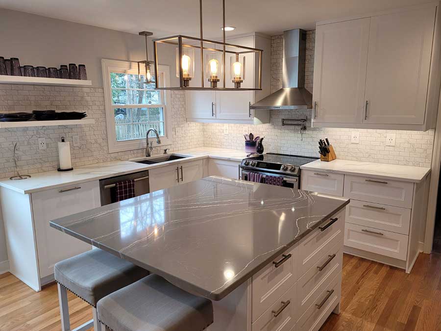 IKEA kitchen with white cabinets