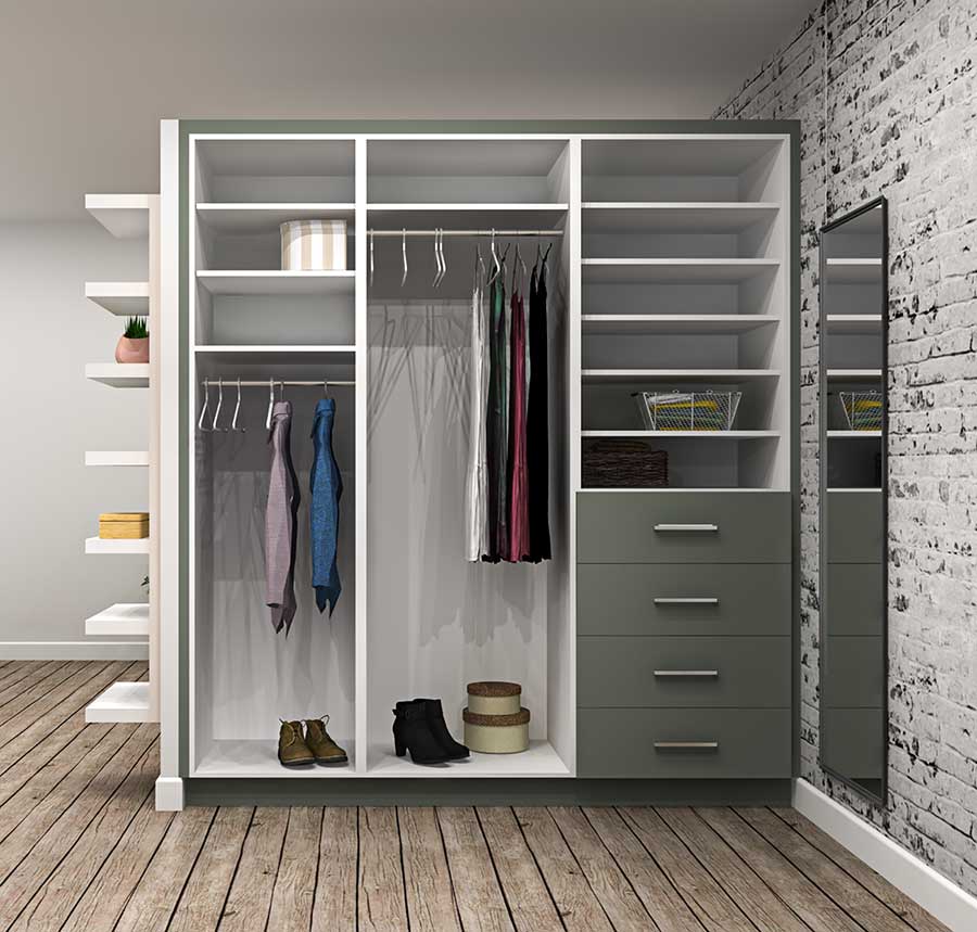 Closet design rendering using IKEA cabinets