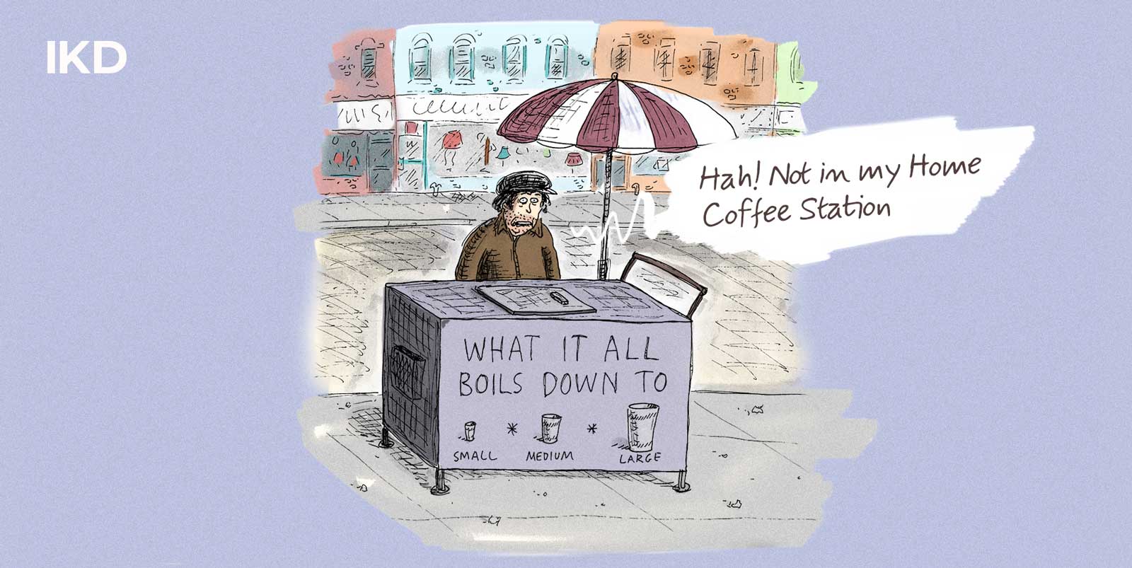 Cartoon of coffee stand