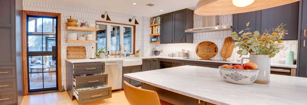 Large kitchen island after kitchen remodel