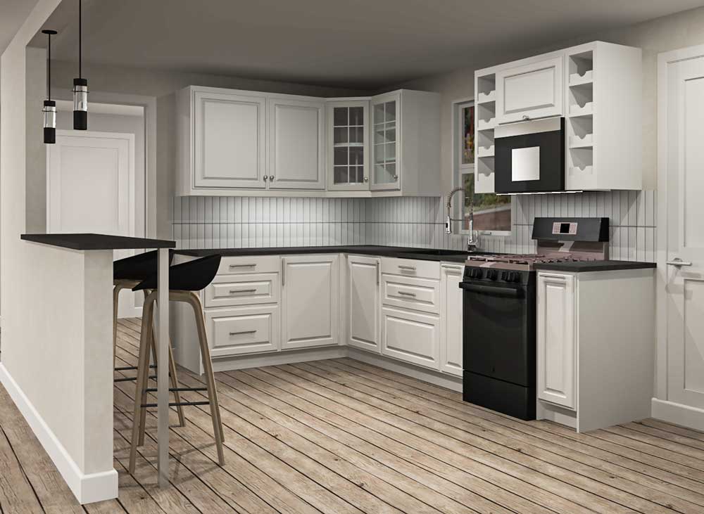 Rendering of IKEA kitchen remodel designed by IKD