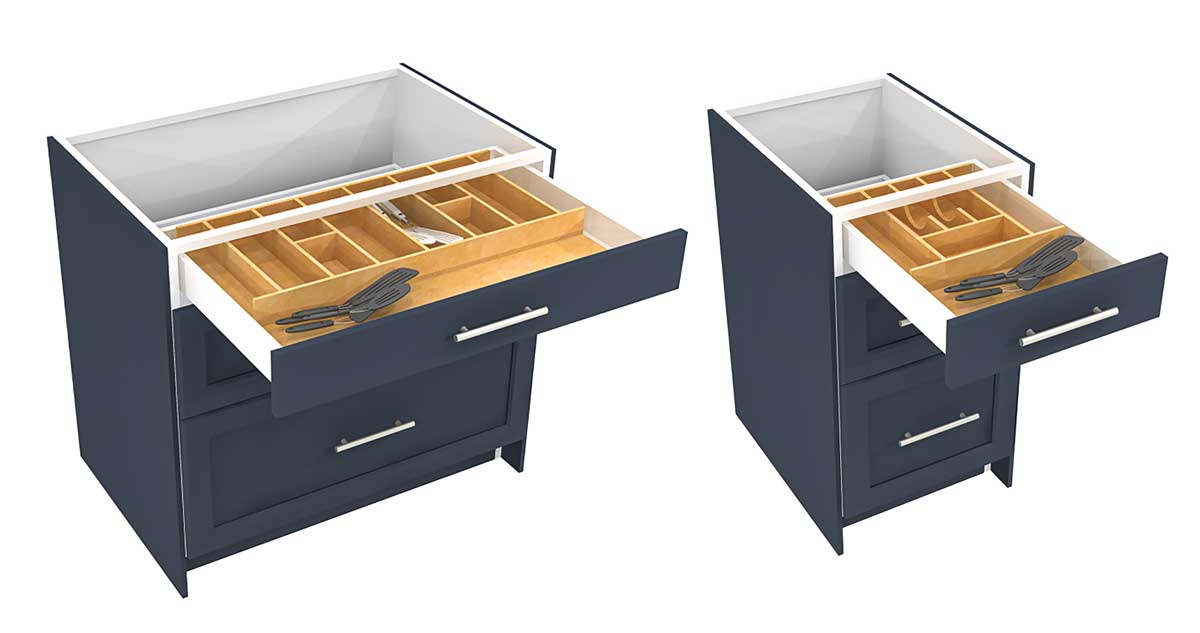 Drawer with integrated cabinet organizer