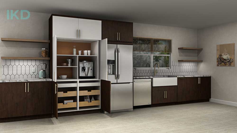 Rendering of kitchen with IKEA drawers installed