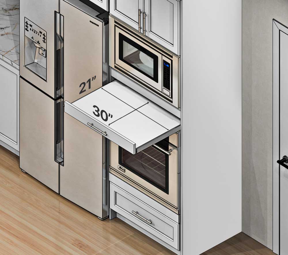 Rendering of design for microwave in SEKTION high cabinet