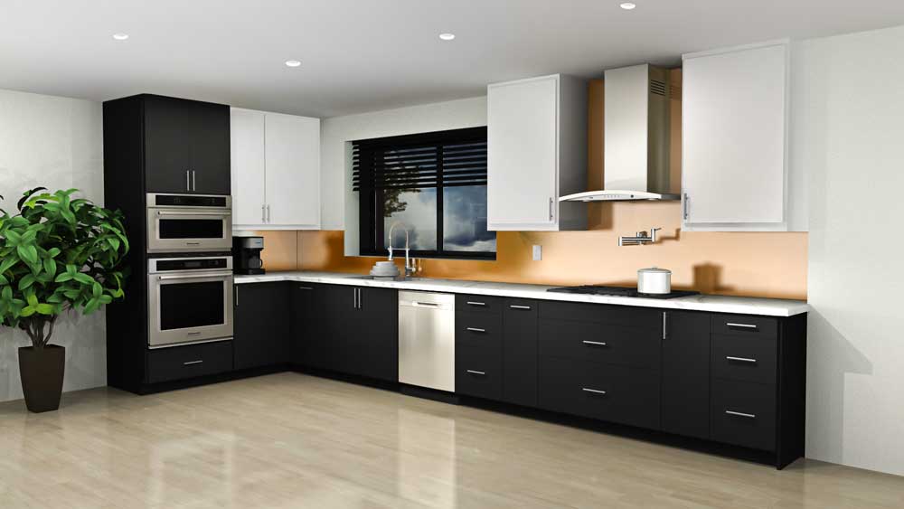 Rendering of black IKEA door fronts