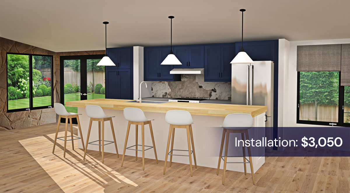 Kitchen rendering designed by IKD cost under $3500