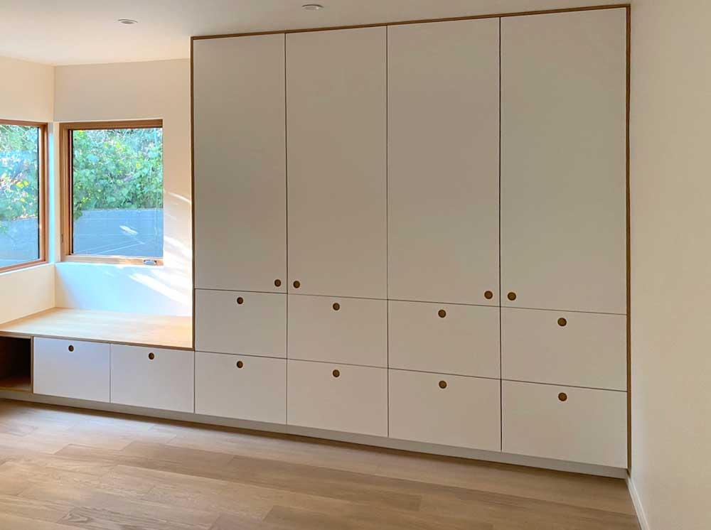 Large IKEA kitchen cabinets in white