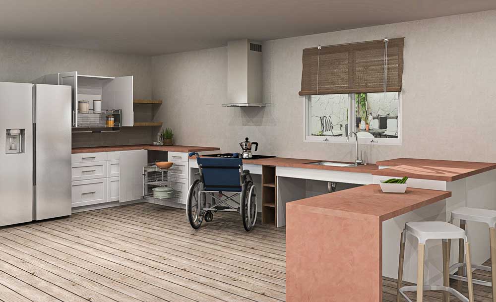 Wheelchair accessible ADA-compliant kitchen design