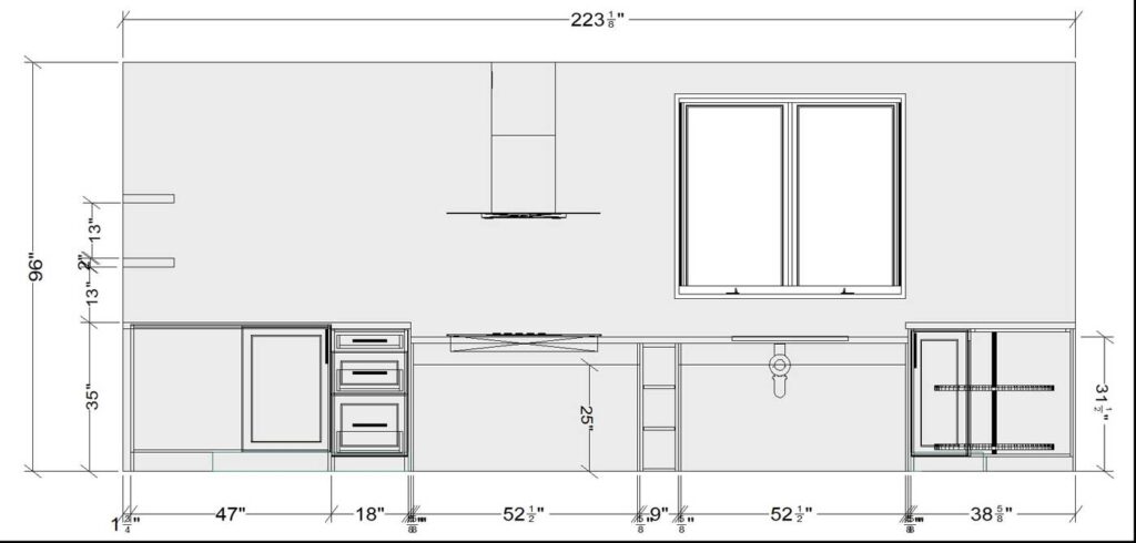 ADA-compliant kitchen design with measurements