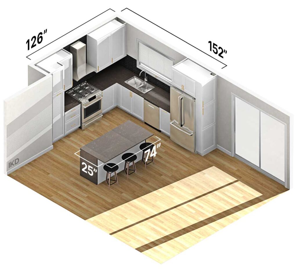 Cabinet layout and measurements for IKEA kitchen