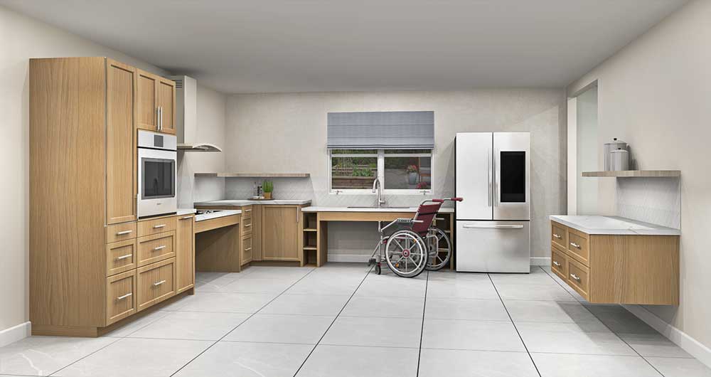 Full view of ADA-compliant universal kitchen design