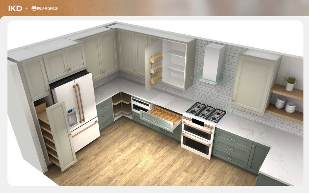 example of an IKEA kitchen design with Rev-a-Shelf Cabinets