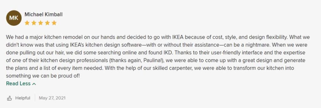 review that discusses how the IKEA online planner is difficult to use