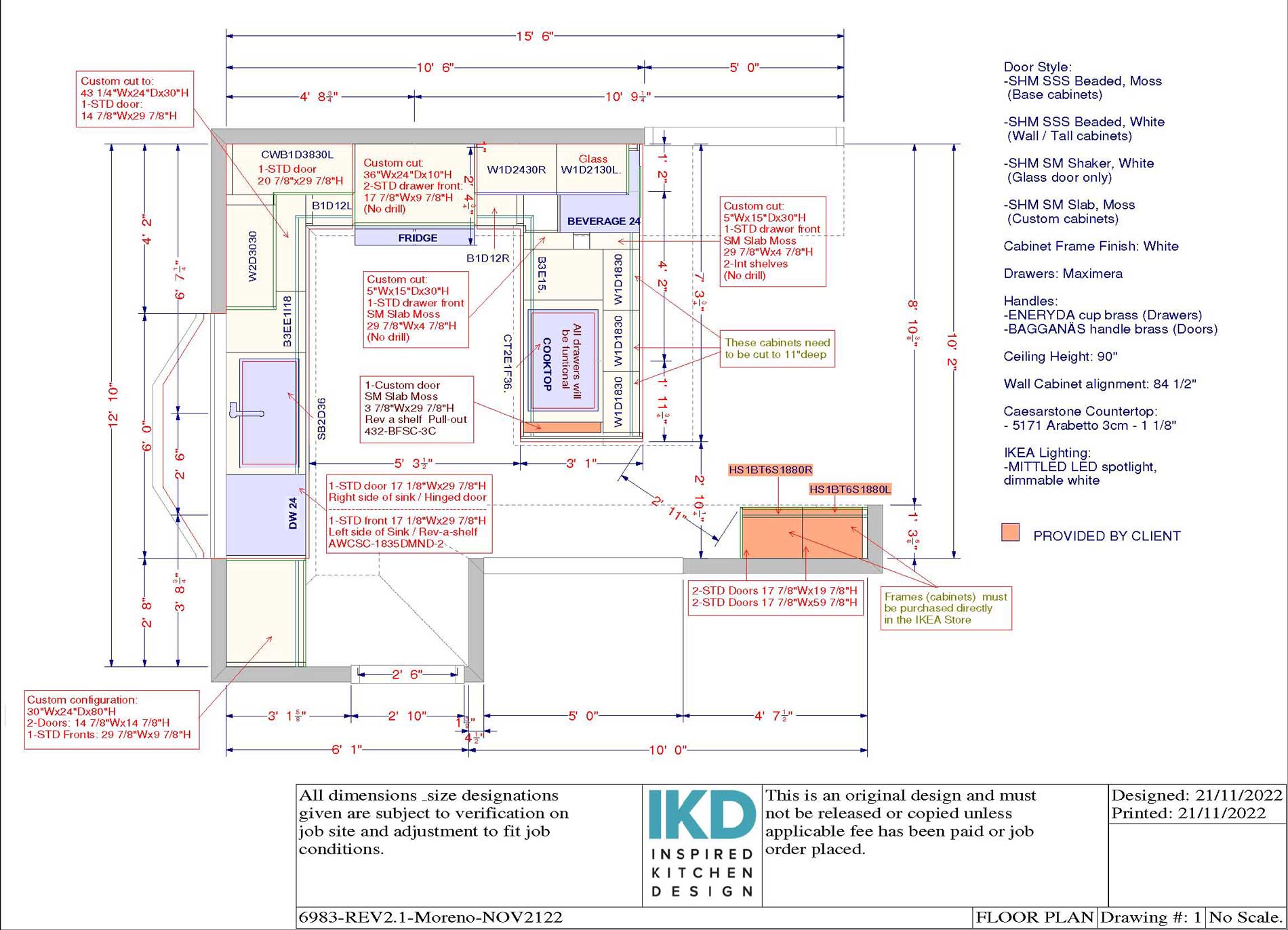 design and measurements of IKEA kitchen remodel