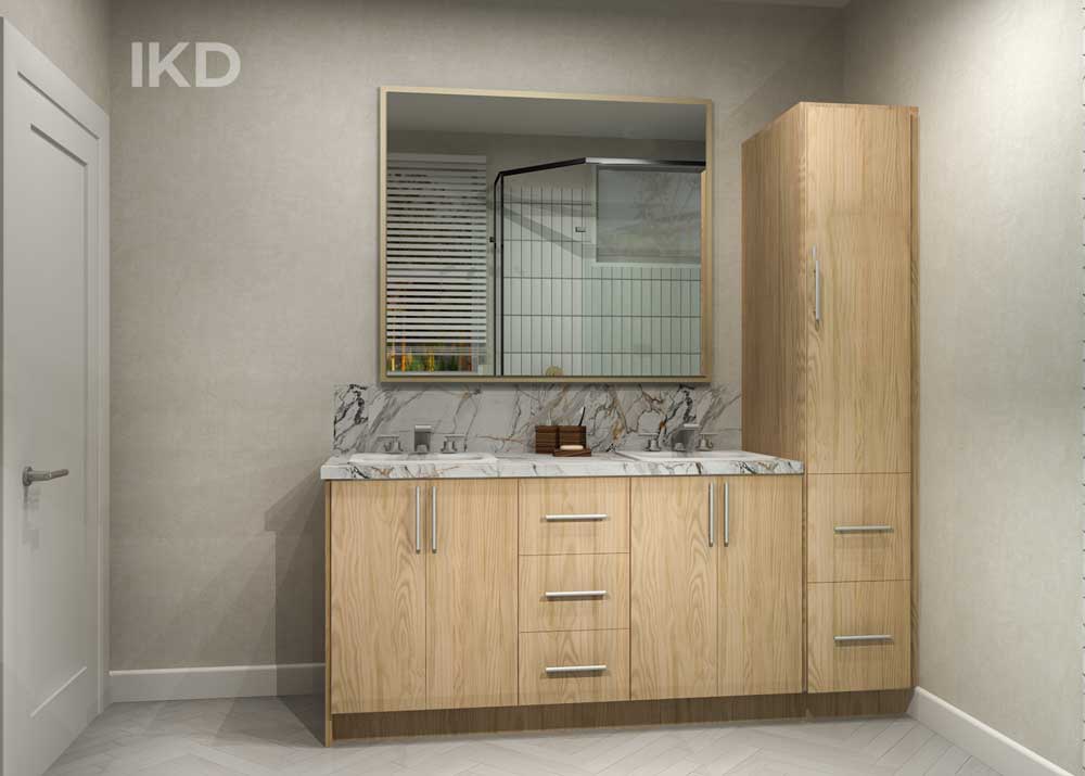 IKEA bathroom design with tall unit storage