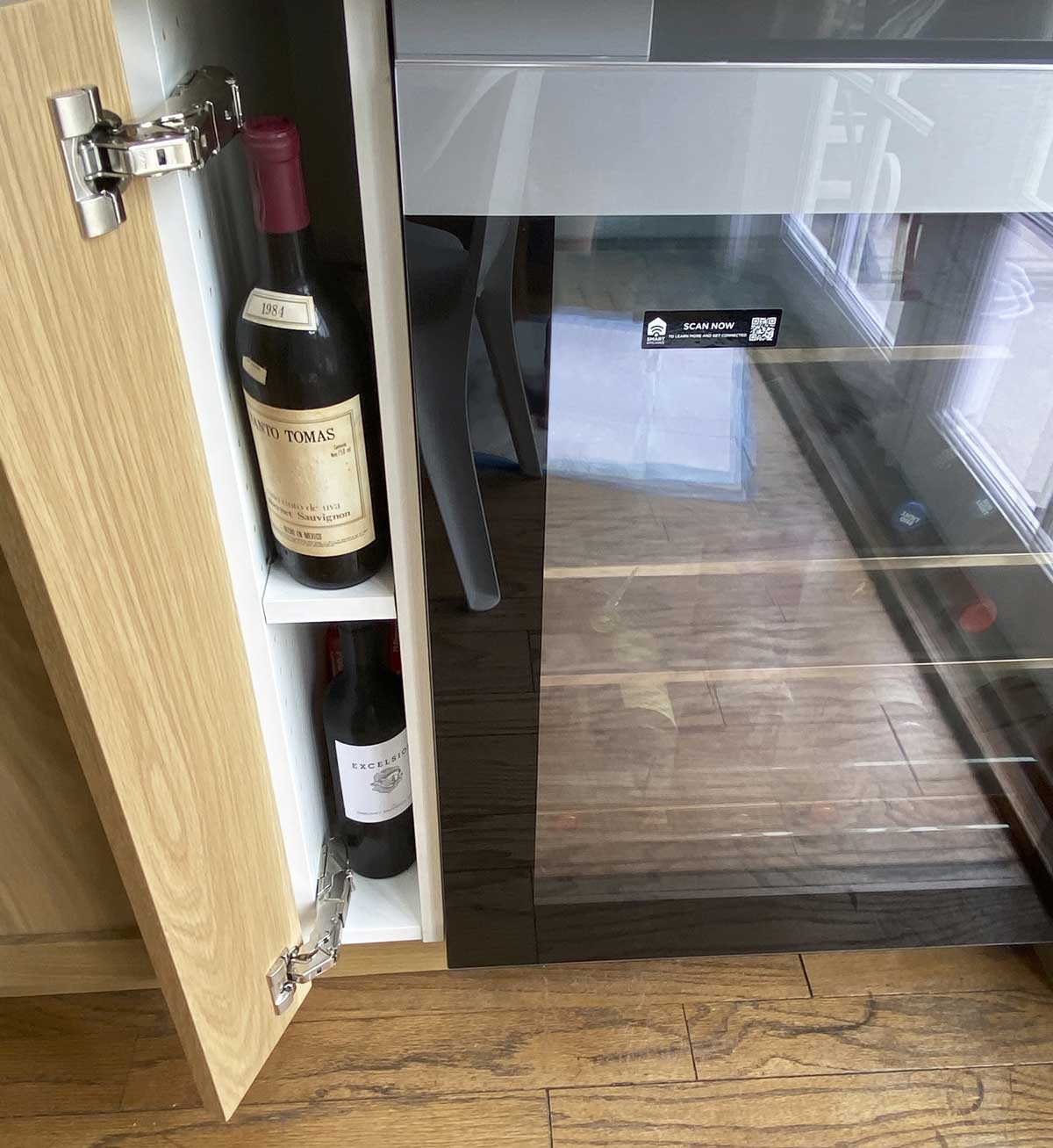 5" cabinet for wine bottles next to the beverage center